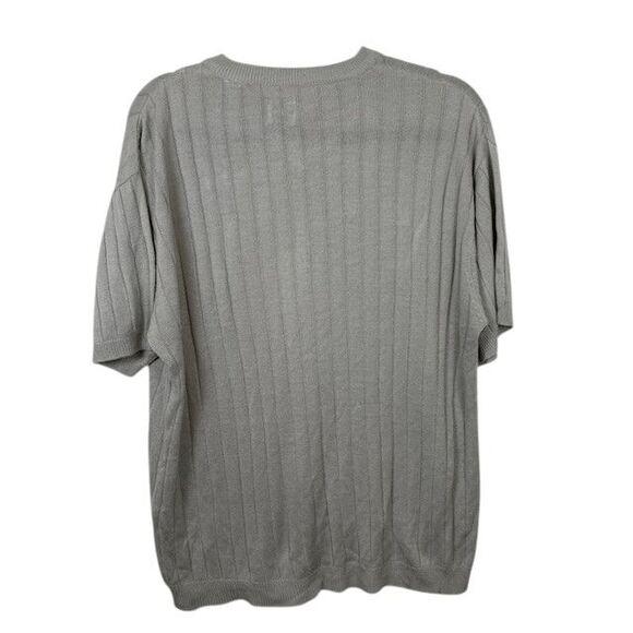 Elliott Men's V-Neck Lightweight Sweater Short Sleeve Silver Gray Size Medium - Picture 3 of 9